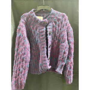 NWT RE/DONE 80S CREWNECK CARDIGAN MARLED PLUM SMALL
